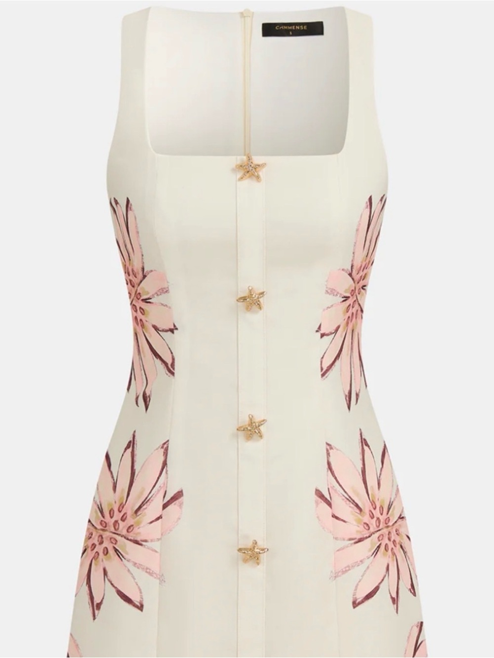 Commense Cream Mini Dress with Pink Floral Motif - Picture 3 of 8